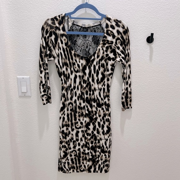 Guess Leopard Print Dress with Lace Back - Size M - Picture 3 of 6